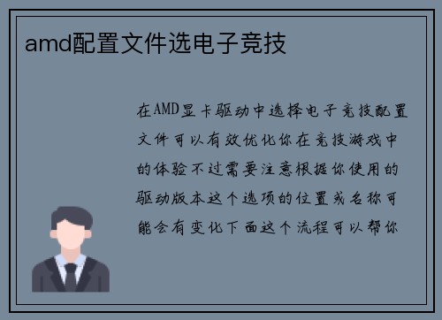 amd配置文件选电子竞技